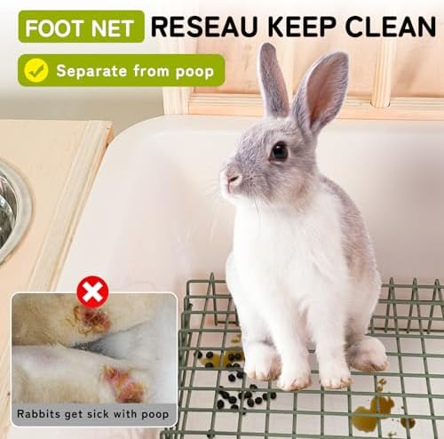 3-in-1 Extra Large Rabbit Hay Feeder with Litter Box and Ceramic Bowls - 6