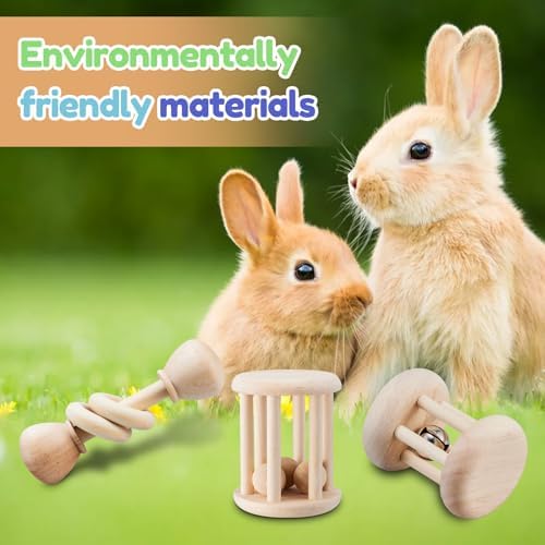 AOWPFVV 3-Piece Wooden Rabbit Chew Toys for Dental Health - 3 AOWPFVV 3-Piece Wooden Rabbit Chew Toys for Dental Health - 3