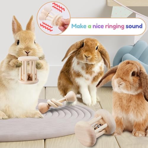 AOWPFVV 3-Piece Wooden Rabbit Chew Toys for Dental Health - 4 AOWPFVV 3-Piece Wooden Rabbit Chew Toys for Dental Health - 4