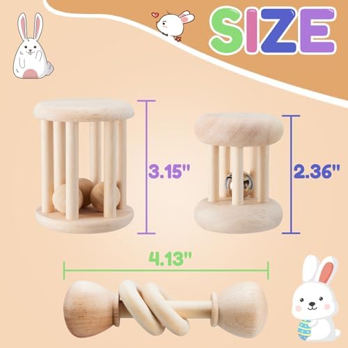 AOWPFVV 3-Piece Wooden Rabbit Chew Toys for Dental Health - 5 AOWPFVV 3-Piece Wooden Rabbit Chew Toys for Dental Health - 5