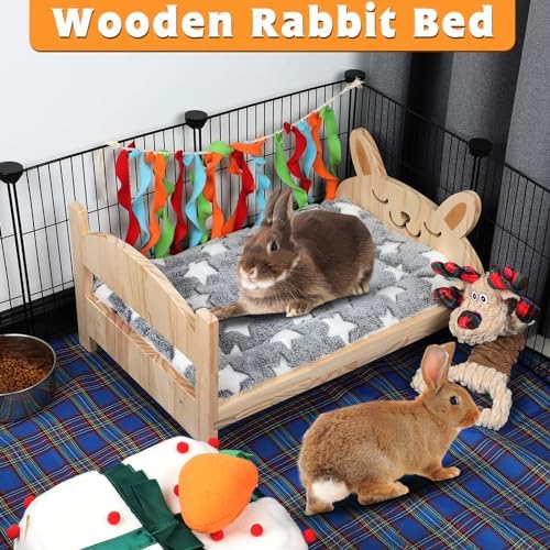 BWOGUE Large 20.5" Wooden Rabbit Bed with Removable Cushion - 3 BWOGUE Large 20.5" Wooden Rabbit Bed with Removable Cushion - 3
