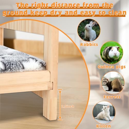 BWOGUE Large 20.5" Wooden Rabbit Bed with Removable Cushion - 5 BWOGUE Large 20.5" Wooden Rabbit Bed with Removable Cushion - 5