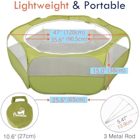 Pawaboo Portable Pop-Up Rabbit Playpen with Zippered Cover - 6 Pawaboo Portable Pop-Up Rabbit Playpen with Zippered Cover - 6