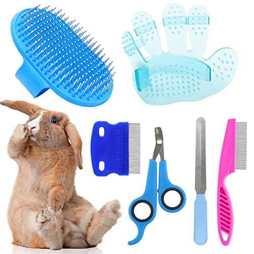 KALAMANDA 6-Piece Rabbit Grooming Kit with Shedding Brush & Nail Clippers