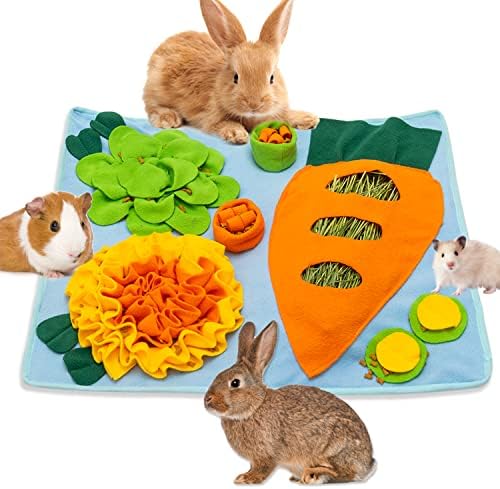 Rabbit Interactive Fleece Foraging Mat & Hay Feeder (19.6" x 23.6")