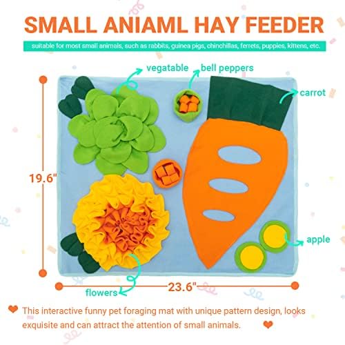 Rabbit Interactive Fleece Foraging Mat & Hay Feeder (19.6" x 23.6") - 2 Rabbit Interactive Fleece Foraging Mat & Hay Feeder (19.6" x 23.6") - 2