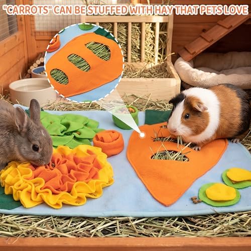 Rabbit Interactive Fleece Foraging Mat & Hay Feeder (19.6" x 23.6") - 4 Rabbit Interactive Fleece Foraging Mat & Hay Feeder (19.6" x 23.6") - 4