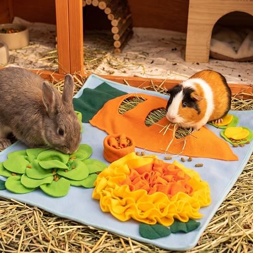 Rabbit Interactive Fleece Foraging Mat & Hay Feeder (19.6" x 23.6") - 6 Rabbit Interactive Fleece Foraging Mat & Hay Feeder (19.6" x 23.6") - 6