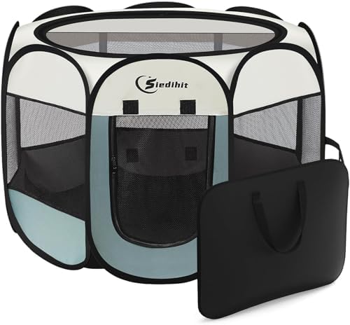Siedihit Portable Fabric Playpen for Rabbits - 600D Oxford & Mesh