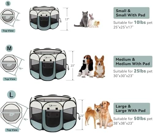 Siedihit Portable Fabric Playpen for Rabbits - 600D Oxford & Mesh - 2