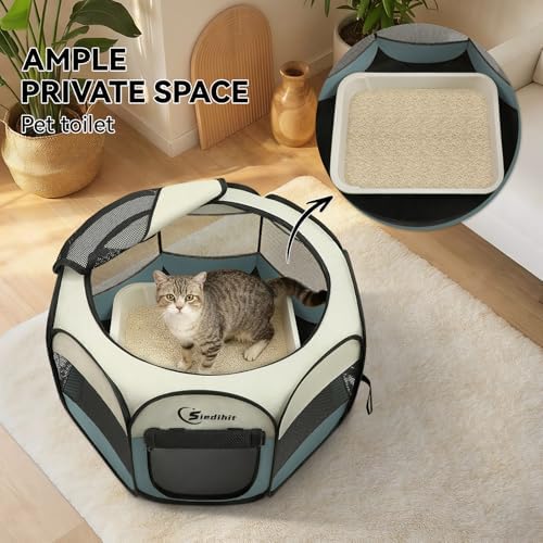 Siedihit Portable Fabric Playpen for Rabbits - 600D Oxford & Mesh - 6