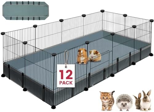 VISCOO 12-Panel Small Animal Playpen with Waterproof Mat (48"x24")