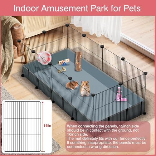 VISCOO 12-Panel Small Animal Playpen with Waterproof Mat (48"x24") - 4